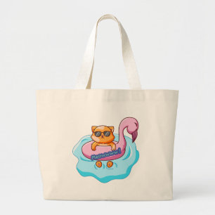 Bolsa Tote Grande vibes de verão da piscina de natação de gatos de