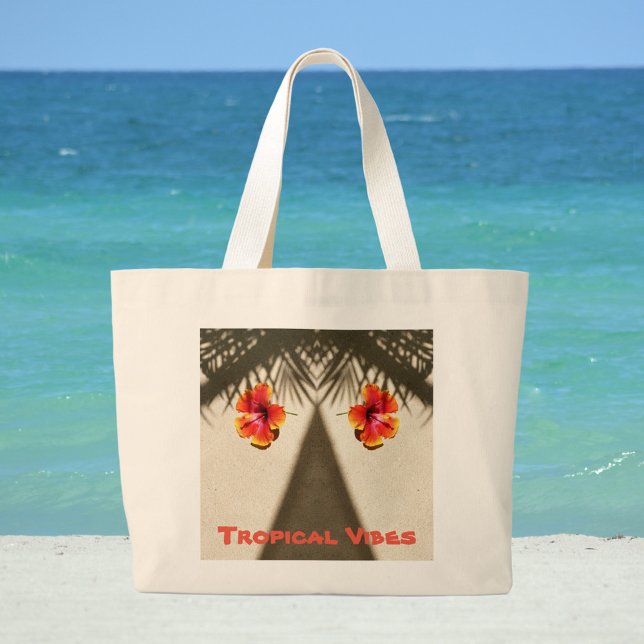 Bolsa Tote Grande Vibes Tropicais Hibiscus Beach Polinésia Havaiana (Criador carregado)