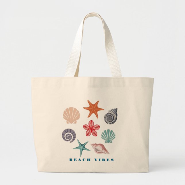 Bolsa Tote Grande Vibrações de Praia (Frente)