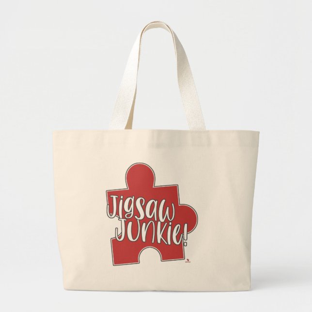 Bolsa Tote Grande Viciado em Quebra-Cabeça Estilo de Vida Hobby Arte (Frente)