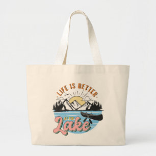 Bolsa Tote Grande Vida bonita melhor do lago arte das palavras
