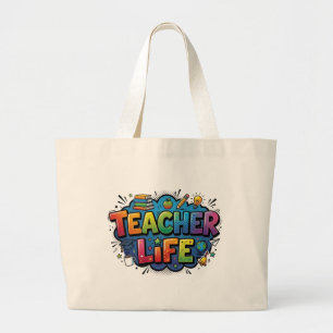 Bolsa Tote Grande Vida Personalizada de Professor Estilo de Arte Pop