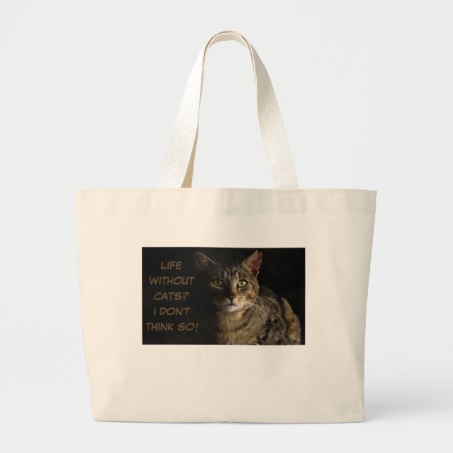 Bolsa Tote Grande Vida sem gatos? Acho que não! Costumar engraçado (Frente)