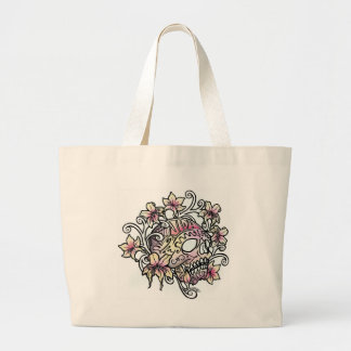 Bolsa Tote Grande Videira da flor do crânio
