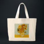 Bolsa Tote Grande Vincent Van Gogh 12 Girassóis Impressionista<br><div class="desc">O vaso de girassóis de Vincent Van Gogh com 12 flores é uma das famosas séries de girassóis de Van Gogh. Esta pintura de girassóis faz parte do segundo conjunto de belas pinturas impressionistas de girassóis, criadas por ele em 1888. Os girassóis são amarelos contra um fundo azul claro. Assim...</div>