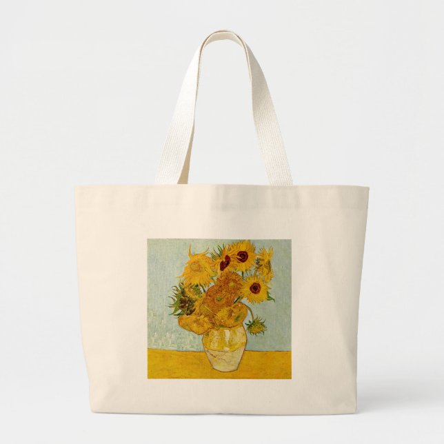 Bolsa Tote Grande Vincent Van Gogh 12 Girassóis Impressionista (Frente)