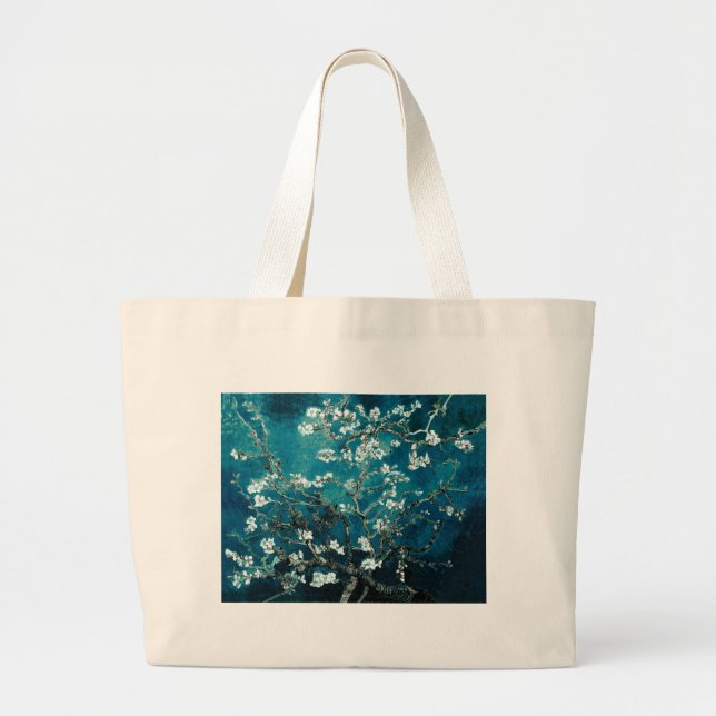 Bolsa Tote Grande Vincent Van Gogh Almond Blossoms Dark Teal (Frente)