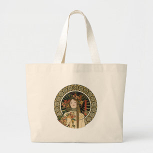 Bolsa Tote Grande Vintage Art Nouveau Mucha Trappestine Circle