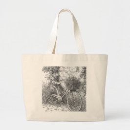 Bolsa Tote Grande Vintage Bicycle & Roses Garden Tote Bag