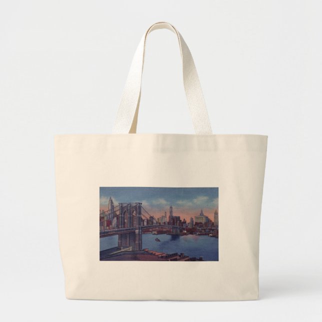 Bolsa Tote Grande Vintage Brooklyn Bridge (Frente)