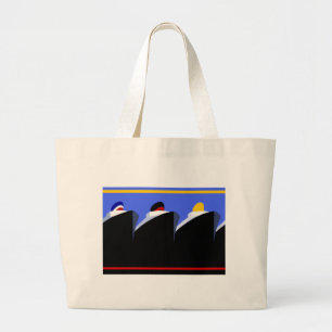 Bolsa Tote Grande Vintage Cruise Ship Art Deco Poster