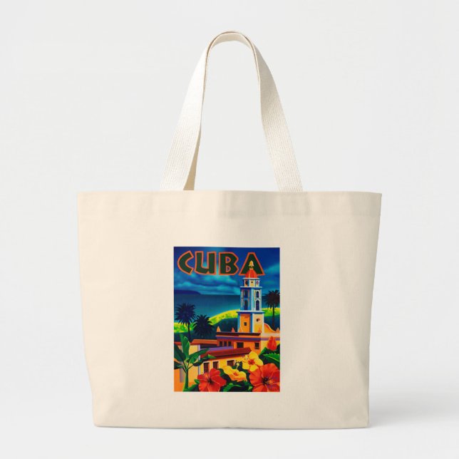 Bolsa Tote Grande Vintage Cuba Viagem (Frente)