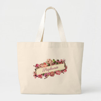 Bolsa Tote Grande Vintage Floral Personalizável Feminino Fofo para D