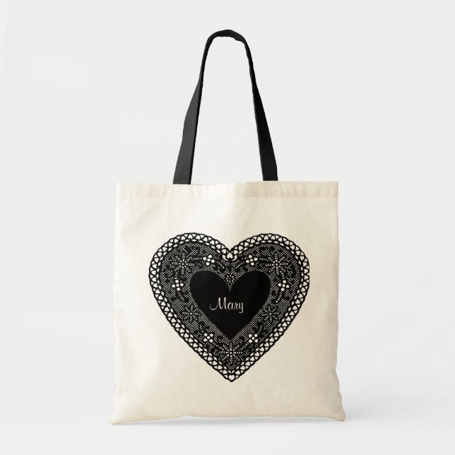 Bolsa Tote Grande Vintage Lace Heart (Frente)