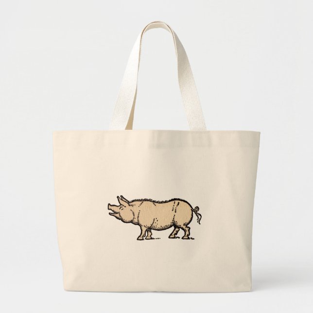 Bolsa Tote Grande Vintage Piggy Cute (Frente)