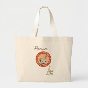 Bolsa Tote Grande Vintage Ramen Life Japanese Noodle Soup