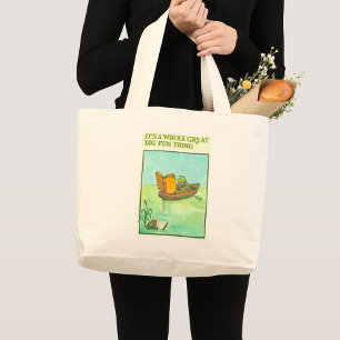 Bolsa Tote Grande Vintage Reading Poster Art, Sapo e Peixe Pond