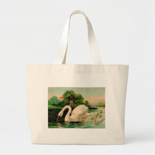 Bolsa Tote Grande Vintage Swan no lago
