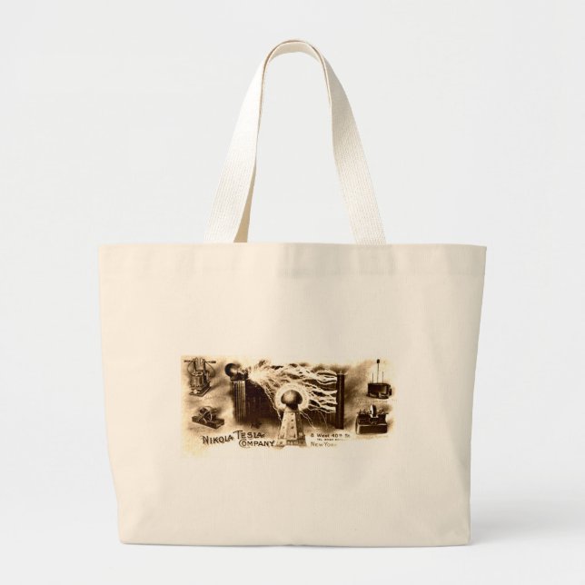 Bolsa Tote Grande Vintage Tesla Letterhead (Frente)