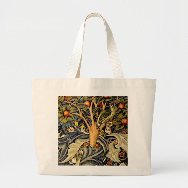 Bolsa Tote Grande Vintage William Morris Woodpeckers (Frente)