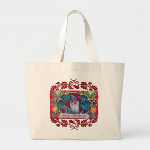 Bolsa Tote Grande VINTAGEM DE papais noeis,PRESENTES DE NATAL,FLORAL