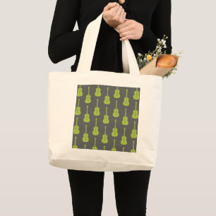 Bolsa Tote Grande Violão acústico Grungy bolinhas verde lima