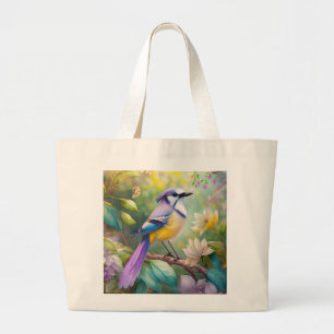 Bolsa Tote Grande Violet Tufted Jay Fantasy Bird
