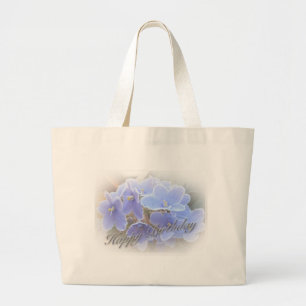Bolsa Tote Grande Violetas africanas azuis do aniversário