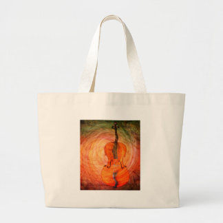Bolsa Tote Grande Violoncelo surreal com notas musicais