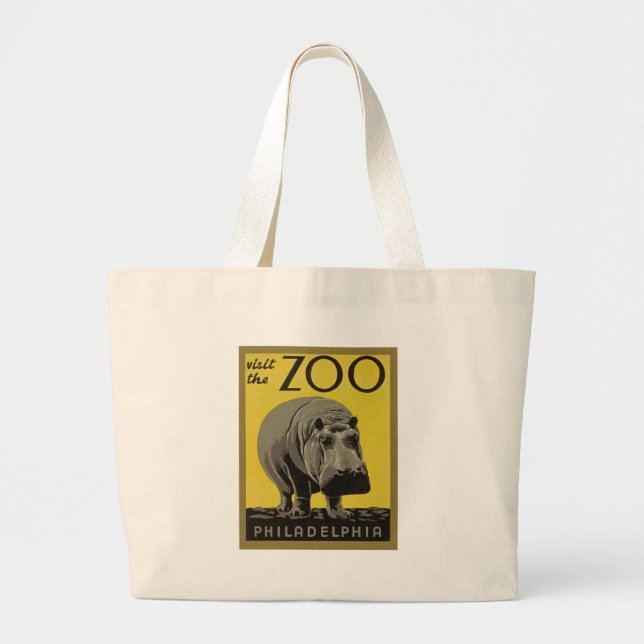 Bolsa Tote Grande Visite o jardim zoológico de Philadelphfia (Frente)