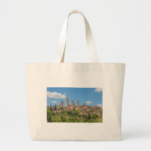 Bolsa Tote Grande Vista panorâmica de San Gimignano Toscana Itália