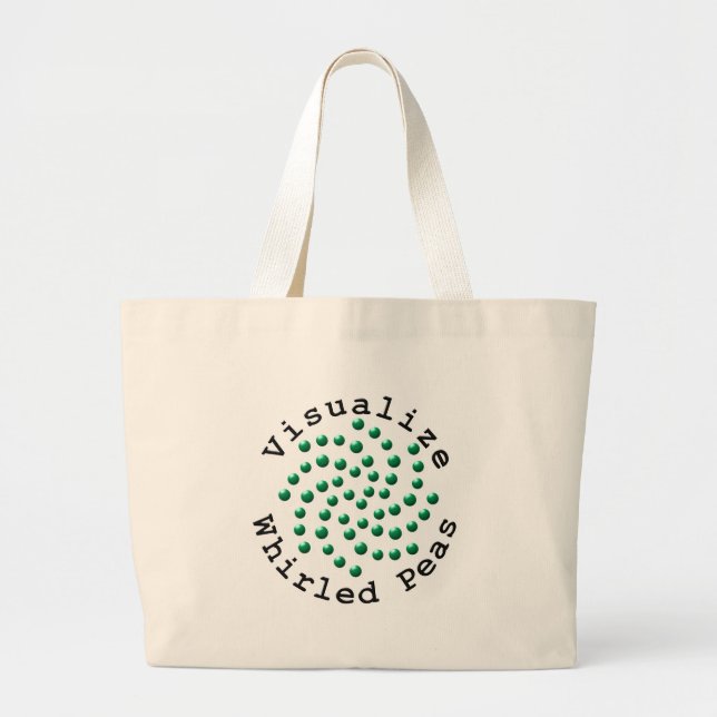 Bolsa Tote Grande Visualize as ervilhas giradas 2 (Frente)