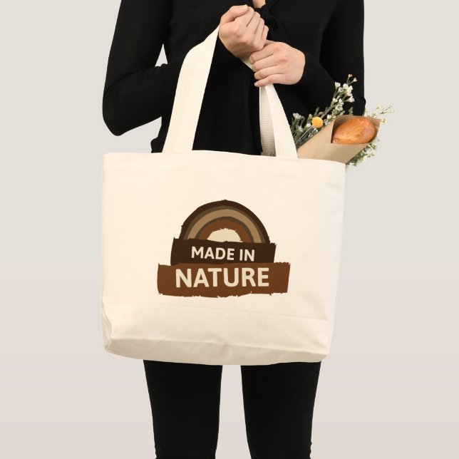 Bolsa Tote Grande Vivendo na Natureza Vegan (Frente (produto))