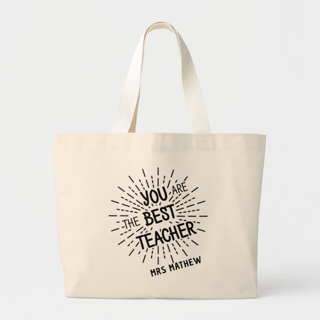 Bolsa Tote Grande Você é a melhor professora personalizada (Frente)