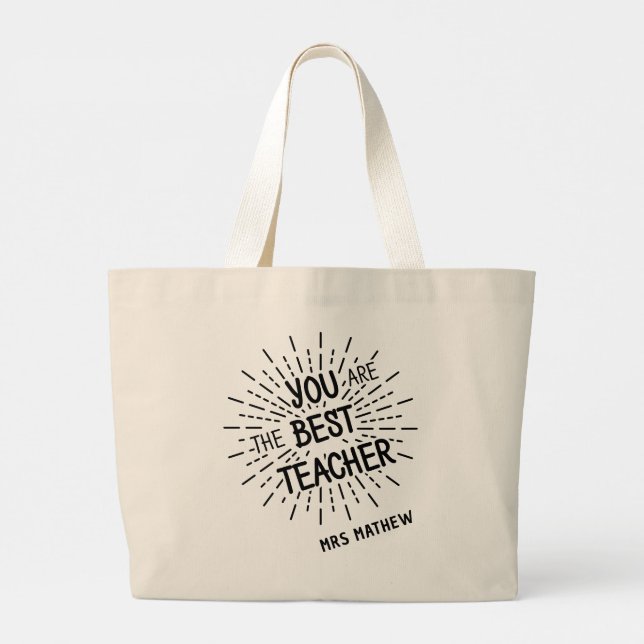 Bolsa Tote Grande Você é a melhor professora personalizada (Verso)