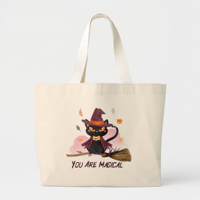 Bolsa Tote Grande Você É Um Gato De Bruxa Mágica (Frente)