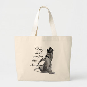 Bolsa Tote Grande Você me faz sentir como Dancing!Gato de dança