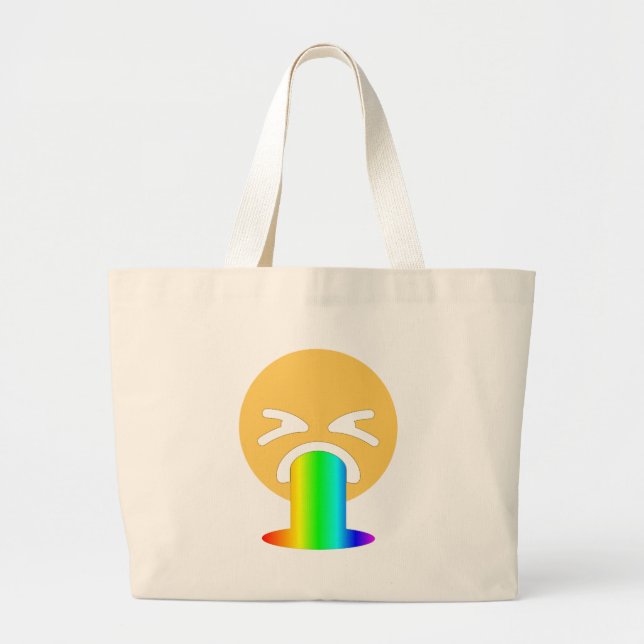 Bolsa Tote Grande vômito do arco-íris emoji (Frente)