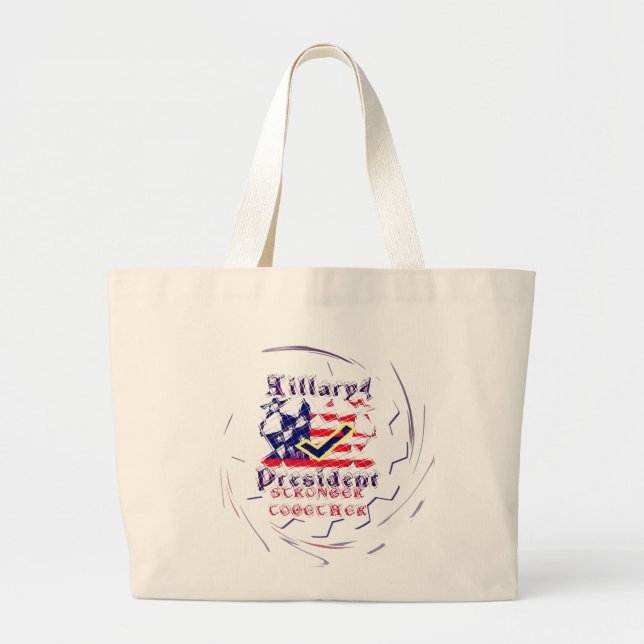 Bolsa Tote Grande Votar na Hillary USA Fortalecendo Minha Preside (Frente)