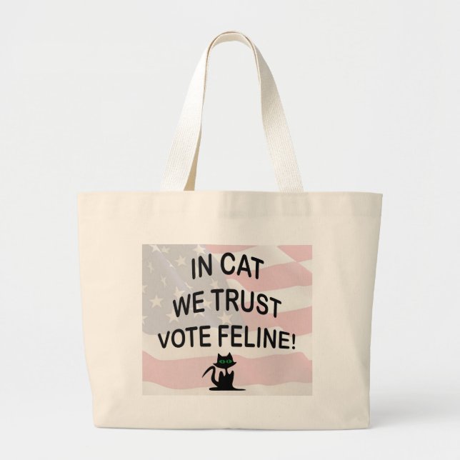 Bolsa Tote Grande Vote Cat com Bandeira Americana (Frente)