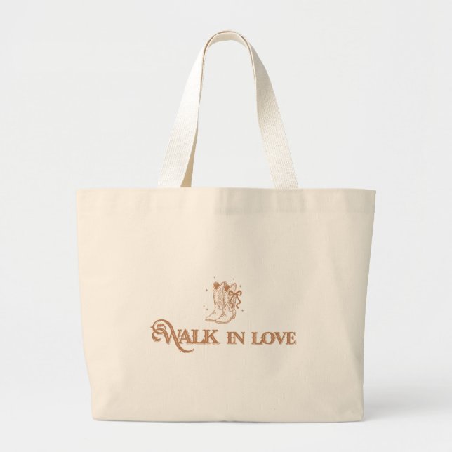 Bolsa Tote Grande Walk in Love Western Cowgirl Boots (Frente)
