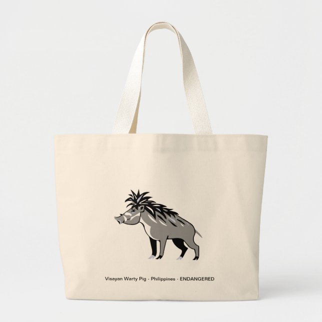 Bolsa Tote Grande Warthog - Porco Legal de Warty - Animais ameaçados (Frente)