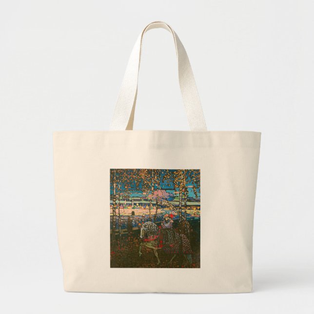 Bolsa Tote Grande Wassily Kandinsky O Casal a Cavalo Arte Russa (Frente)