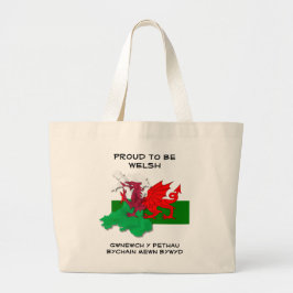 Bolsa Tote Grande Welsh Flag of Wales PROUD TO BE WELSH