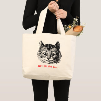 Bolsa Tote Grande We're All Mad Here - Cheshire Cat Wonderland