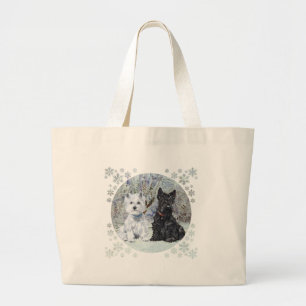 Bolsa Tote Grande Westie e Scottie em Paisagem Nevada