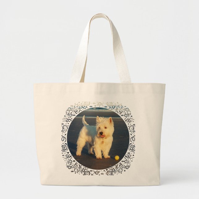 Bolsa Tote Grande Westies e o Oceano (Frente)