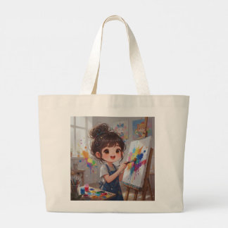 Bolsa Tote Grande Whimsical Girl Painter Tote Bag