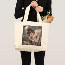 Bolsa Tote Grande Whimsical Girl Painter Tote Bag