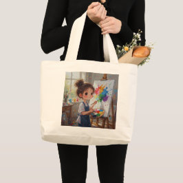 Bolsa Tote Grande Whimsical Girl Painter Tote Bag